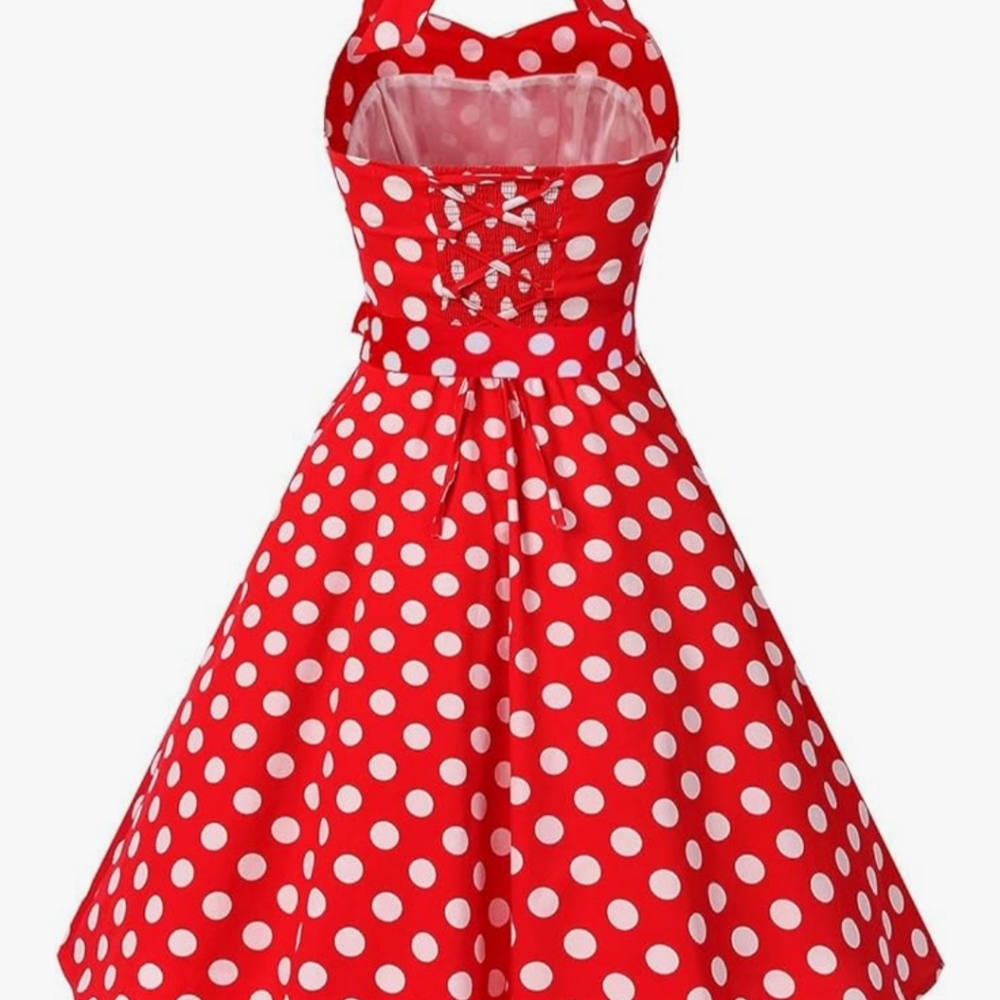 Polka Dot Dress Red Size M - Picture 6 of 9